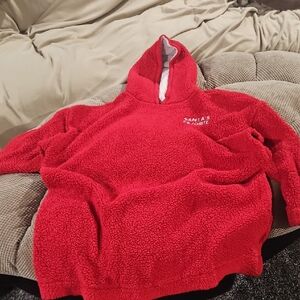 Red Hooded Fleece Pullover